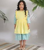 Yellow cotton woven girls dress