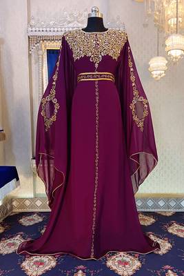 Dark violet designer islamic wedding kaftan 1