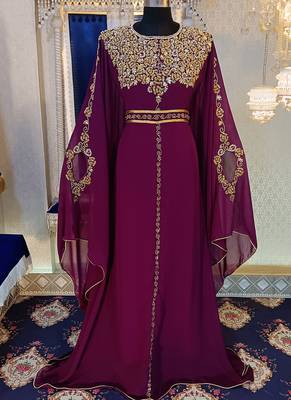 Dark violet designer islamic wedding kaftan 2