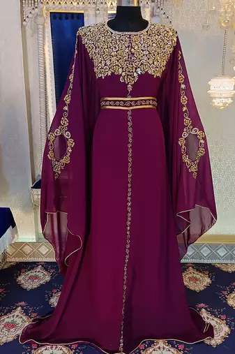 Dark violet designer islamic wedding kaftan