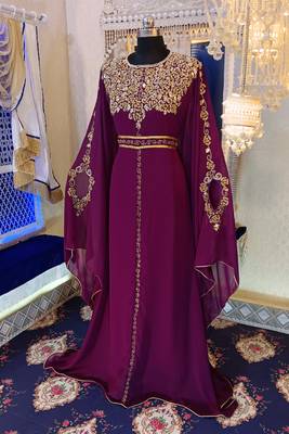 Dark violet designer islamic wedding kaftan 3