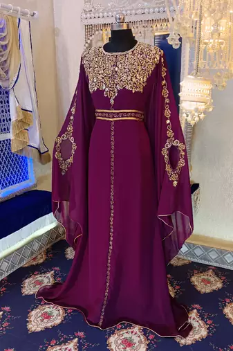 Dark violet designer islamic wedding kaftan