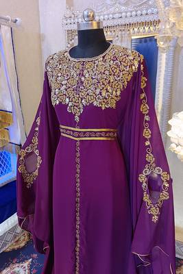 Dark violet designer islamic wedding kaftan 4