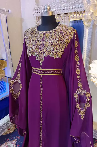 Dark violet designer islamic wedding kaftan