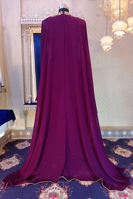 Dark violet designer islamic wedding kaftan 5