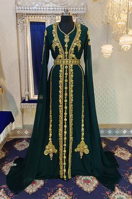 Bottle green wedding designer caftan 1