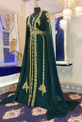 Bottle green wedding designer caftan 2