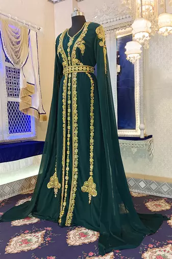 Bottle green wedding designer caftan