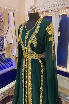 Bottle green wedding designer caftan 3