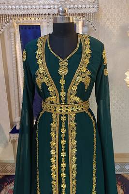 Bottle green wedding designer caftan 4