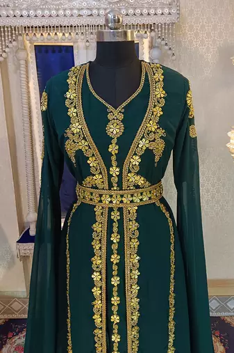 Bottle green wedding designer caftan