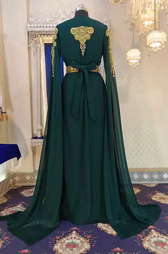 Bottle green wedding designer caftan