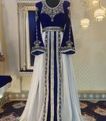 Blue and white wedding arabic caftan