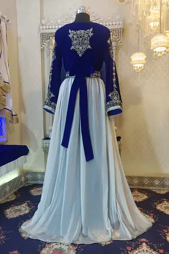 Blue and white wedding arabic caftan