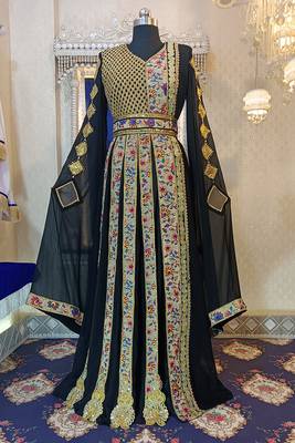 Black and beige designer moroccan kaftan 1