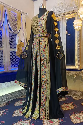 Black and beige designer moroccan kaftan