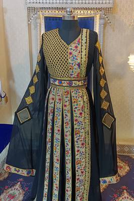 Black and beige designer moroccan kaftan 4