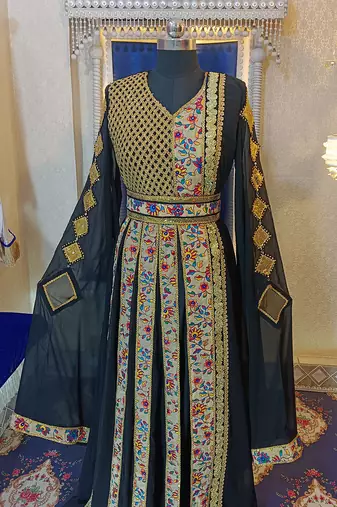 Black and beige designer moroccan kaftan