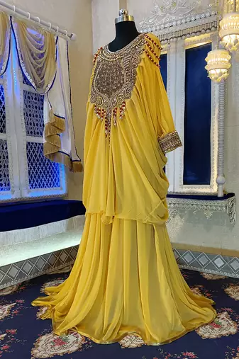 Golden yellow islamic wedding kaftan