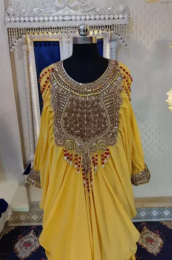 Golden yellow islamic wedding kaftan