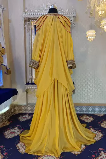 Golden yellow islamic wedding kaftan