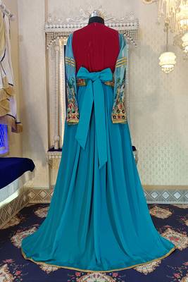 Pink and firozi wedding kaftan 4
