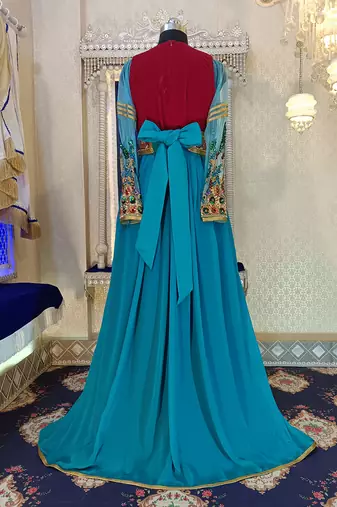Pink and firozi wedding kaftan