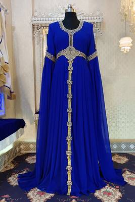 Royal blue designer islamic kaftan 1