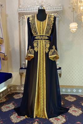Darkblue islamic designer moroccan kaftan 1