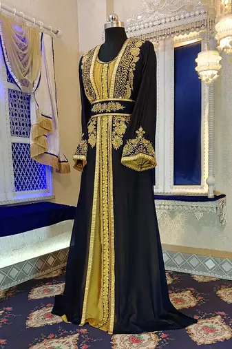 Darkblue islamic designer moroccan kaftan