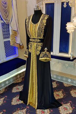 Darkblue islamic designer moroccan kaftan 3
