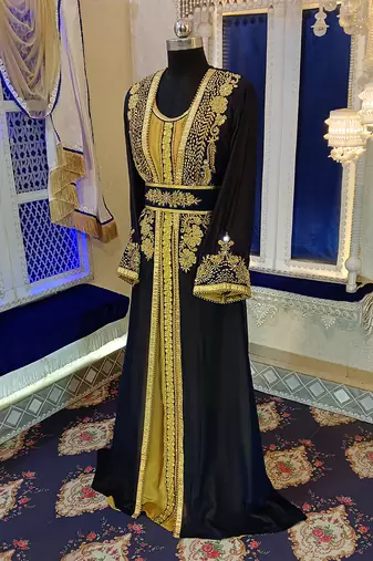 Darkblue islamic designer moroccan kaftan