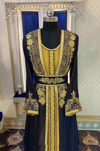 Darkblue islamic designer moroccan kaftan