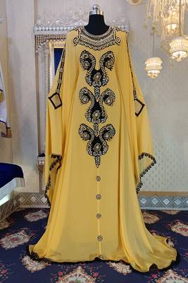 Golden yellow party wear caftan 1