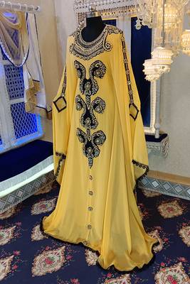 Golden yellow party wear caftan 2