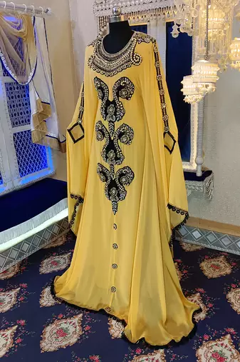 Golden yellow party wear caftan
