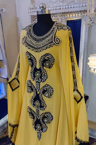 Golden yellow party wear caftan