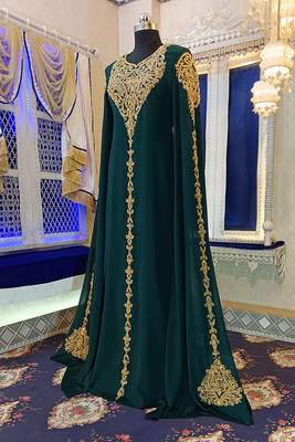 Bottle green wedding arabic moroccan kaftan 3