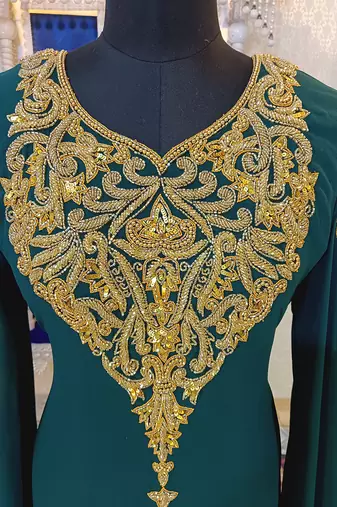 Bottle green wedding arabic moroccan kaftan