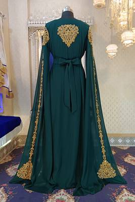 Bottle green wedding arabic moroccan kaftan 5