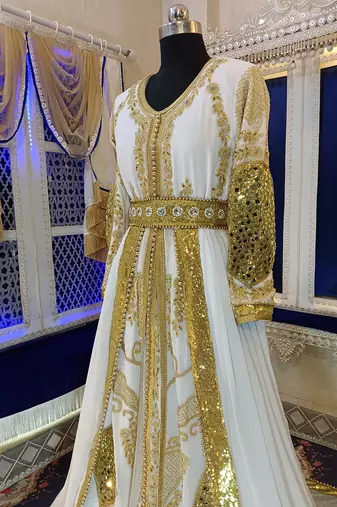 White unique designe wedding takchita kaftan