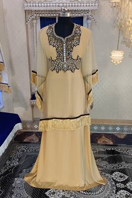 Beige designer islamic party wear takchita kaftan 1