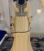 Beige designer islamic party wear takchita kaftan