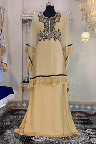 Beige designer islamic party wear takchita kaftan