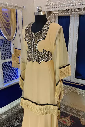 Beige designer islamic party wear takchita kaftan