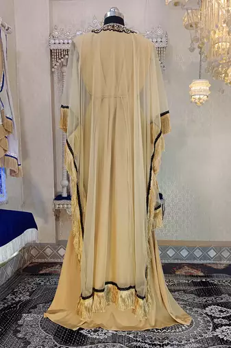 Beige designer islamic party wear takchita kaftan