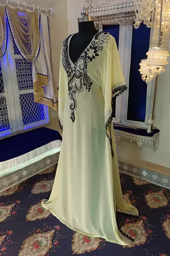 Lemon yellow designer islamic dress