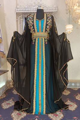 Black and firozi wedding designer caftan 1
