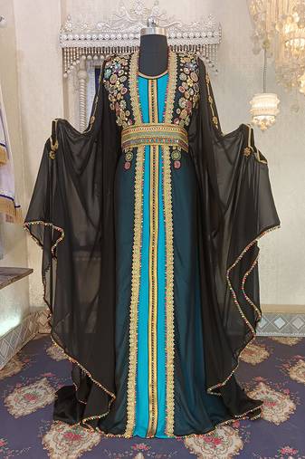 Black and firozi wedding designer caftan
