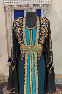 Black and firozi wedding designer caftan 4